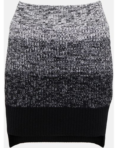 Victoria Beckham Striped Wool Skirt - Grey