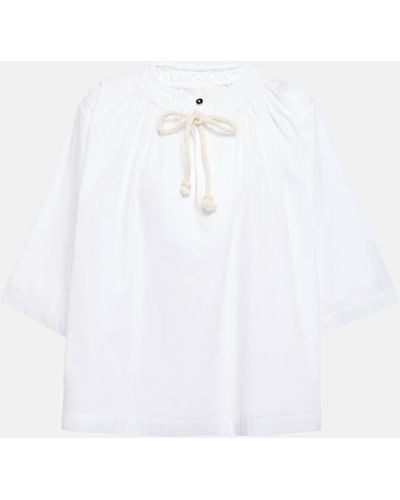 Jil Sander Pleated Cotton Top - White
