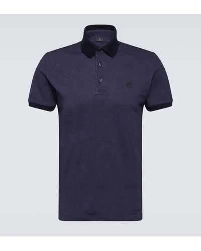 Etro Paisley Printed Cotton Polo Shirt - Blue