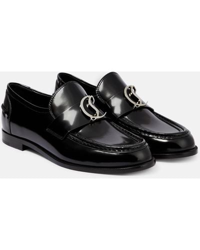 Christian Louboutin Cl Moc Leather Loafers - Black