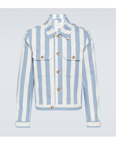 King & Tuckfield Striped Cotton Jacket - Blue