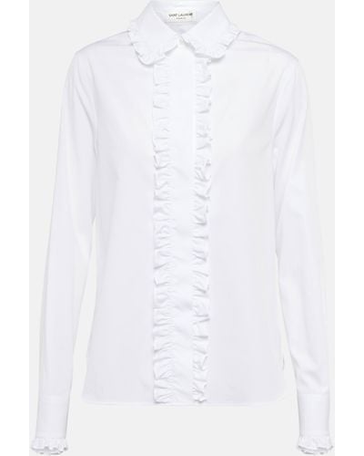Saint Laurent Ruffled Cotton Shirt - White