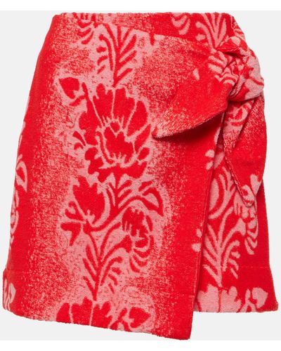 ALÉMAIS Martha Printed Cotton-blend Wrap Miniskirt - Red