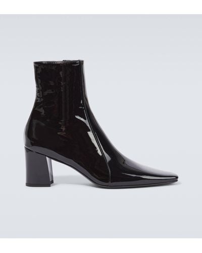 Saint Laurent Rainer 75 Patent Leather Ankle Boots - Black