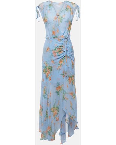 Veronica Beard Dovima Floral Silk Maxi Dress - Blue