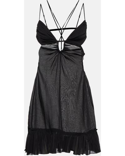 Nensi Dojaka Cutout Halterneck Cotton Minidress - Black