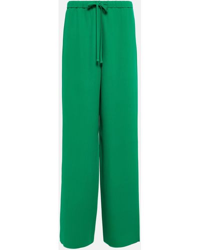Valentino High-rise Wide-leg Silk Crepe Pants - Green