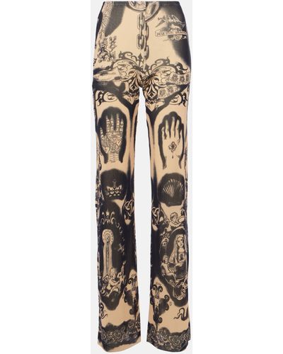 Jean Paul Gaultier Heraldique High-rise Straight Pants - Natural