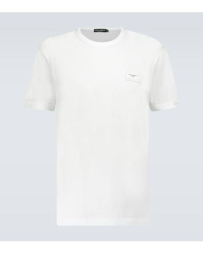 Dolce & Gabbana Cotton T-shirt With Logo Plaque - White