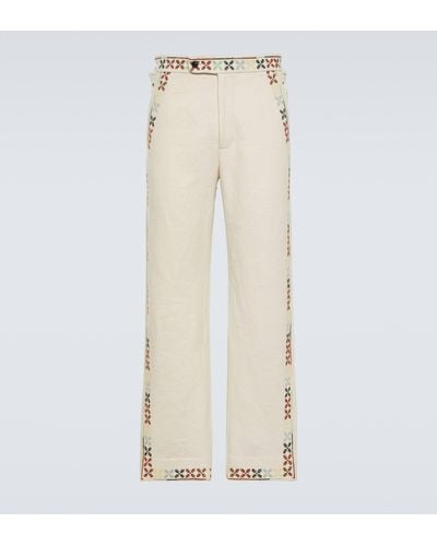 Bode Prisma Embroidered Cotton Pants - Natural