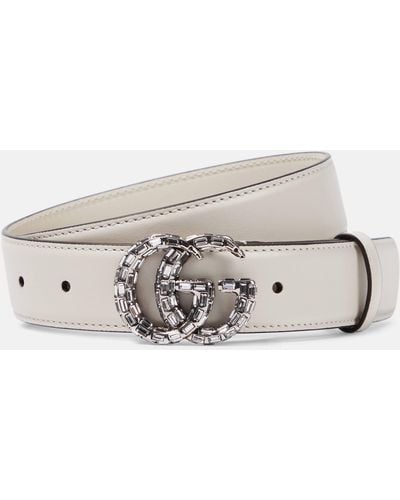 Gucci GG Marmont Embellished Leather Belt - White