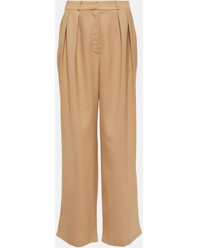 Frankie Shop Tansy Pleated Twill Wide-leg Pants - Natural