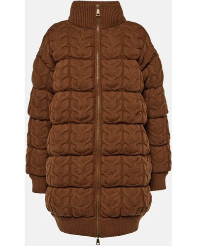 Max Mara Ovatta Knitted Midi Puffer Jacket - Brown