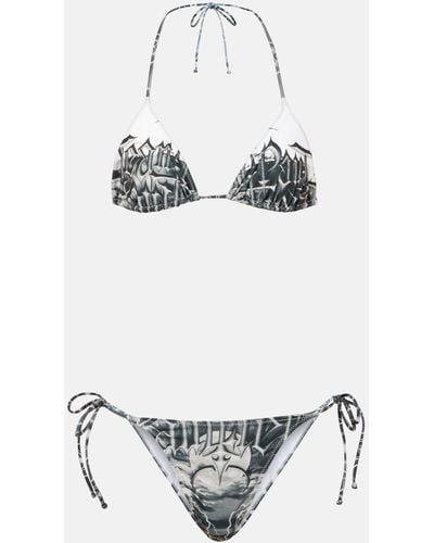 Jean Paul Gaultier Printed Bikini - White
