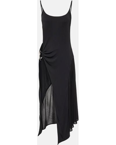 Mugler Asymmetric Cutout Midi Dress - Black