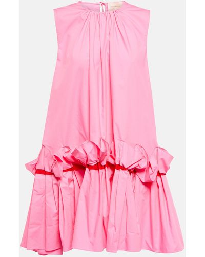 ROKSANDA Jura Ruffle-trimmed Cotton Minidress - Pink