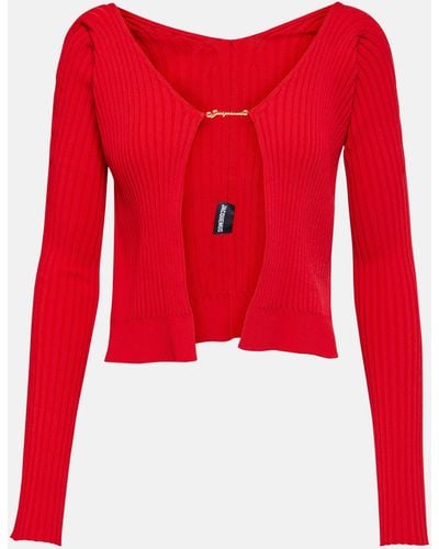 Jacquemus Ribbed Open Cardigan - Red