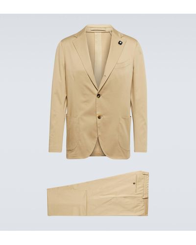 Lardini Single-breasted Cotton-blend Suit - Natural