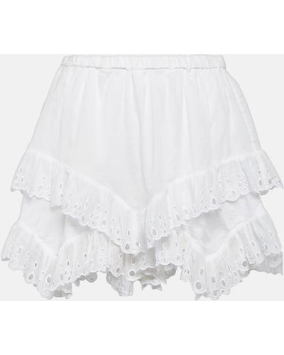 Isabel Marant Kaddy Embroidered Cotton Shorts - White