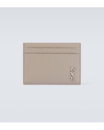 Saint Laurent Tiny Cassandre Leather Card Holder - White