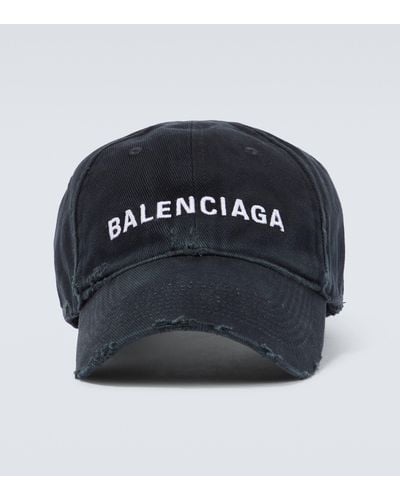 Balenciaga Logo Cotton Baseball Cap - Black