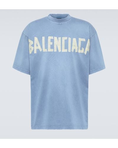 Balenciaga Tape Type Cotton T-shirt - Blue