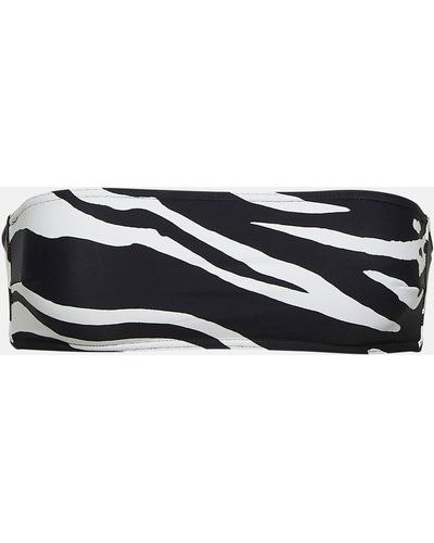 Stella McCartney Zebra-print Bandeau Bikini Top - Black