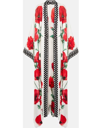 Dolce & Gabbana Printed Silk Kimono - Red