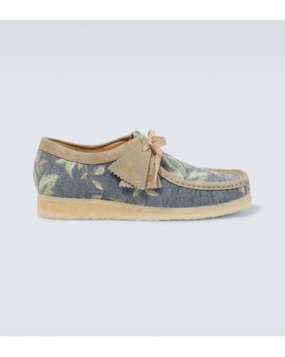 Clarks Wallabee Floral Jacquard Moccasins - White