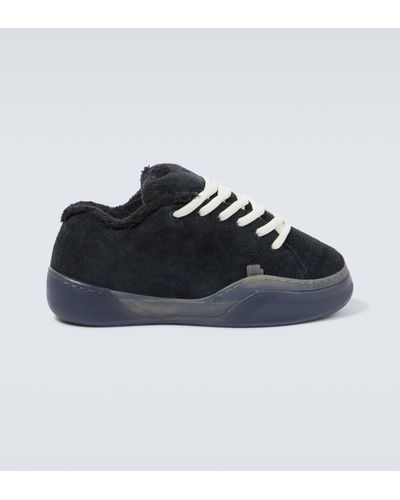 ERL Vamps Skate Terry-trimmed Suede Sneakers - Blue