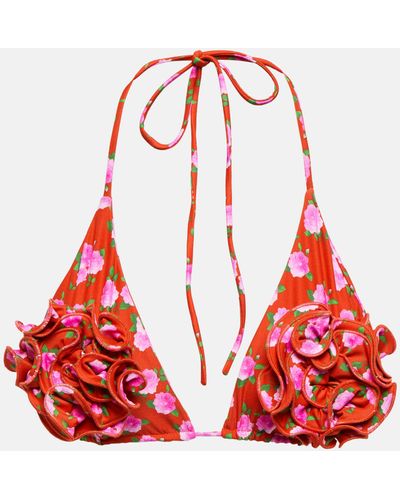 Magda Butrym Floral Triangle Bikini Top - Red