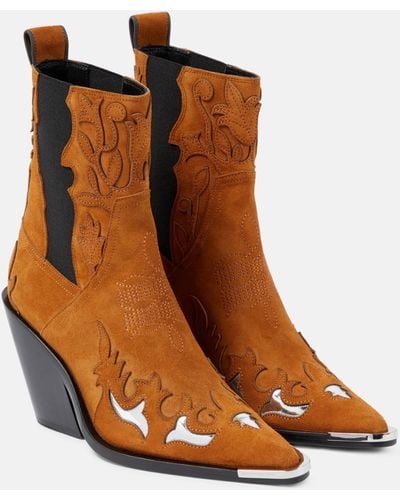 Rabanne Suede Ankle Boots - Brown
