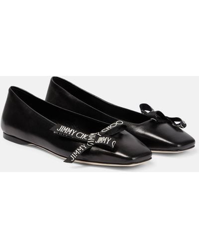 Jimmy Choo Veda Leather Ballerina Flat - Black