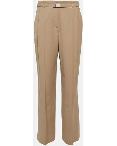 Brunello Cucinelli High-rise Straight Wool-blend Pants - Natural