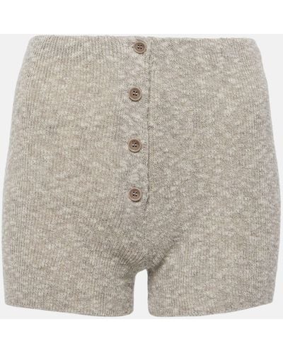 Magda Butrym Knitted Linen And Cotton Shorts - Grey