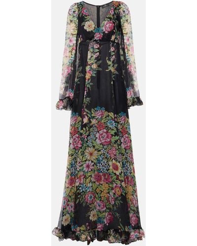 Etro Floral Silk Chiffon Gown - Black