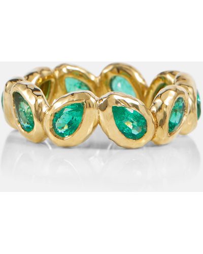 Octavia Elizabeth Nesting Gem 18kt Gold Eternity Ring With Emeralds - Multicolour