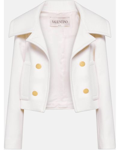 Valentino Cropped Wool And Cashmere Jacket - White