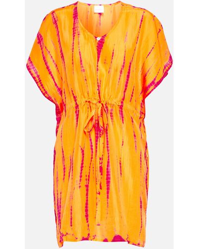 Anna Kosturova Tie-dyed Silk Kaftan - Orange
