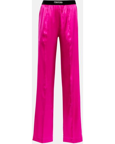 Tom Ford High-rise Silk-blend Satin Pants - Pink