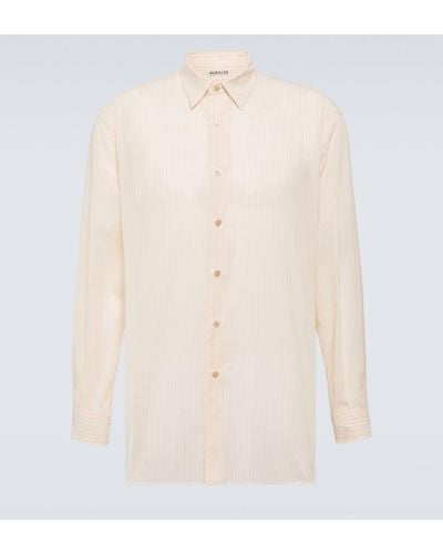 AURALEE Striped Cotton Organza Oxford Shirt - Natural