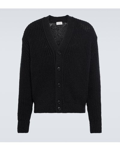 Lemaire Cotton Ribbed-knit Cardigan - Black