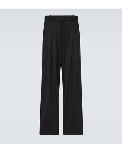 The Row Berto Cashmere-blend Wide-leg Pants - Black