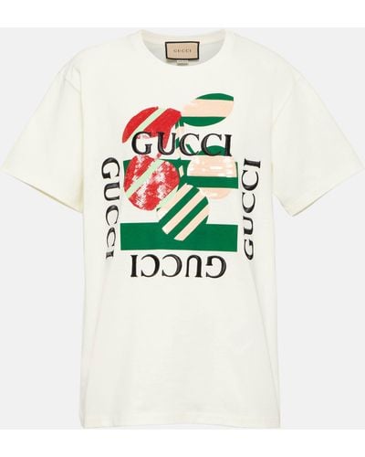 Gucci G-loved Sequin-embellished Printed Cotton-jersey T-shirt - White