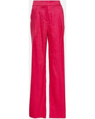 Veronica Beard Robinne Wide-leg Linen-blend Pants - Red
