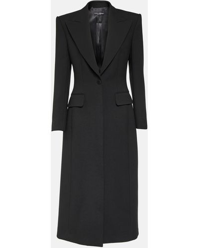 Dolce & Gabbana Long Single-Breasted Wool Cady Coat - Black
