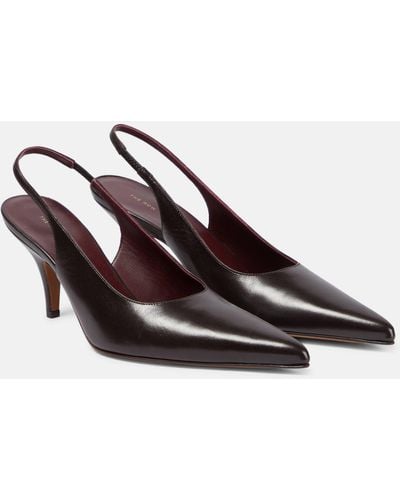 The Row Sling Point Leather Pumps - Brown