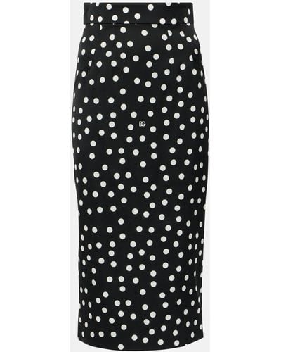 Dolce & Gabbana Capri Polka-dot Silk-blend Pencil Skirt - Black