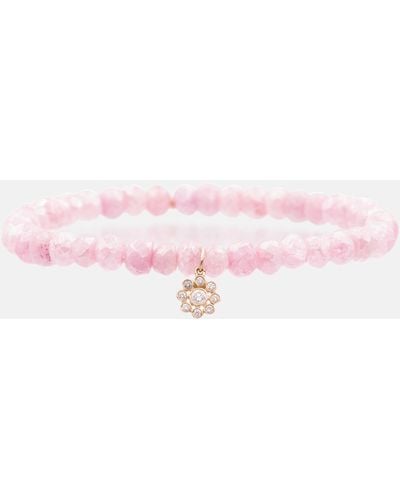 Sydney Evan Diamond Flower 14kt Bracelet With Diamonds - Pink
