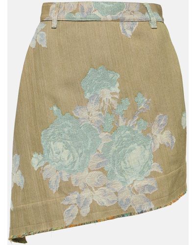 Vivienne Westwood Sailor Floral Asymmetric Denim Miniskirt - Green